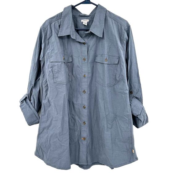 Carhartt Size 3X Shirt Blue Button Up Double Pocket Workwear‎ Uniform Casual - Picture 1 of 6